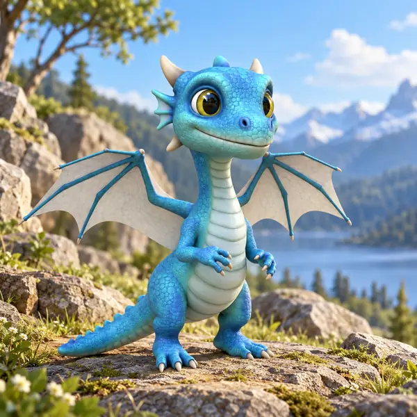 Modèle de personnage de dragon bleu avant amélioration