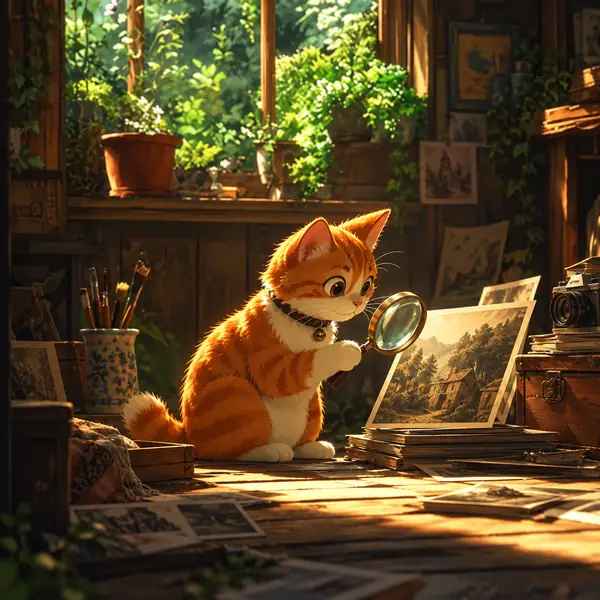 Chat illustré dans une pièce rustique avant amélioration