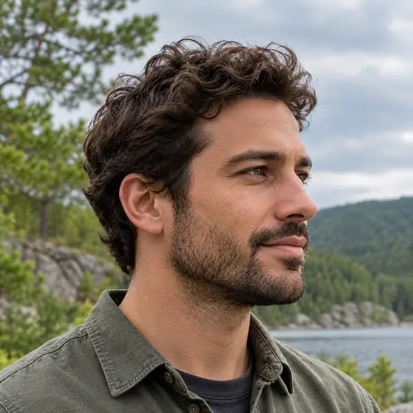 Portrait d’un homme en extérieur avant amélioration