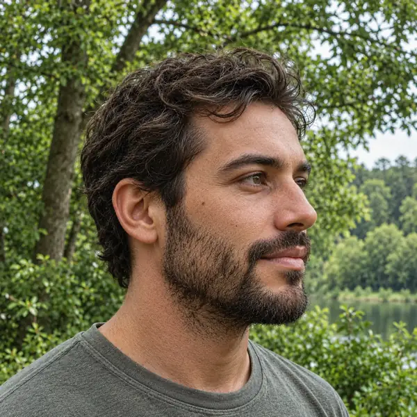 Portrait d’un homme en extérieur avec des détails du visage plus fins après amélioration